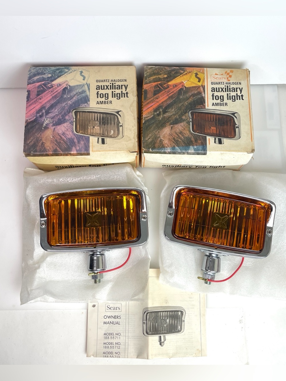 Sears Quartz Halogen Auxiliary Fog Light AMBER Pair NOS Japan 55711